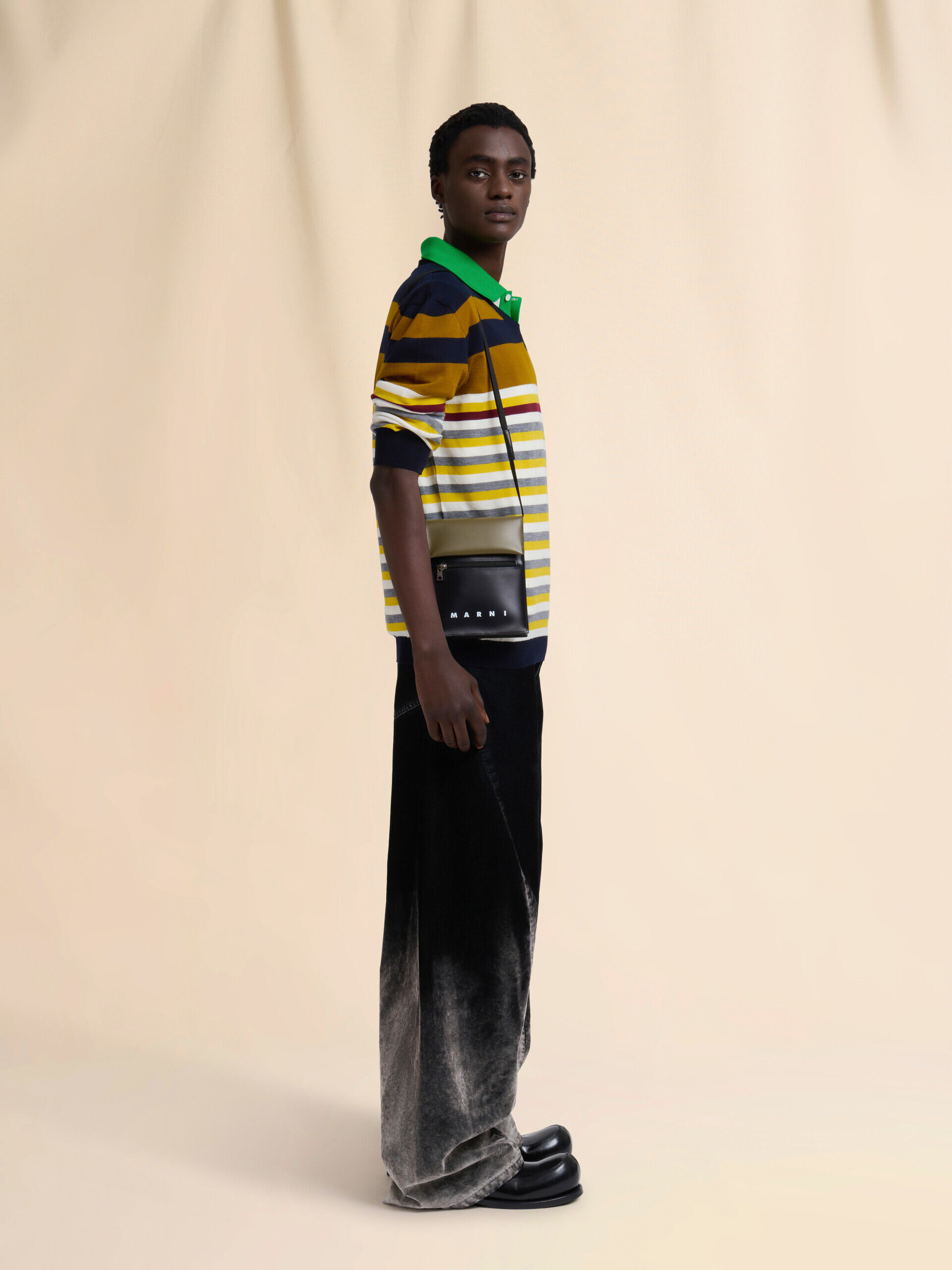 ☆MARNI☆ TRIBECA ショルダーバッグ BLACK×♪ ディープグリーン ブラック Tribeca ショルダーバッグ | Marni
