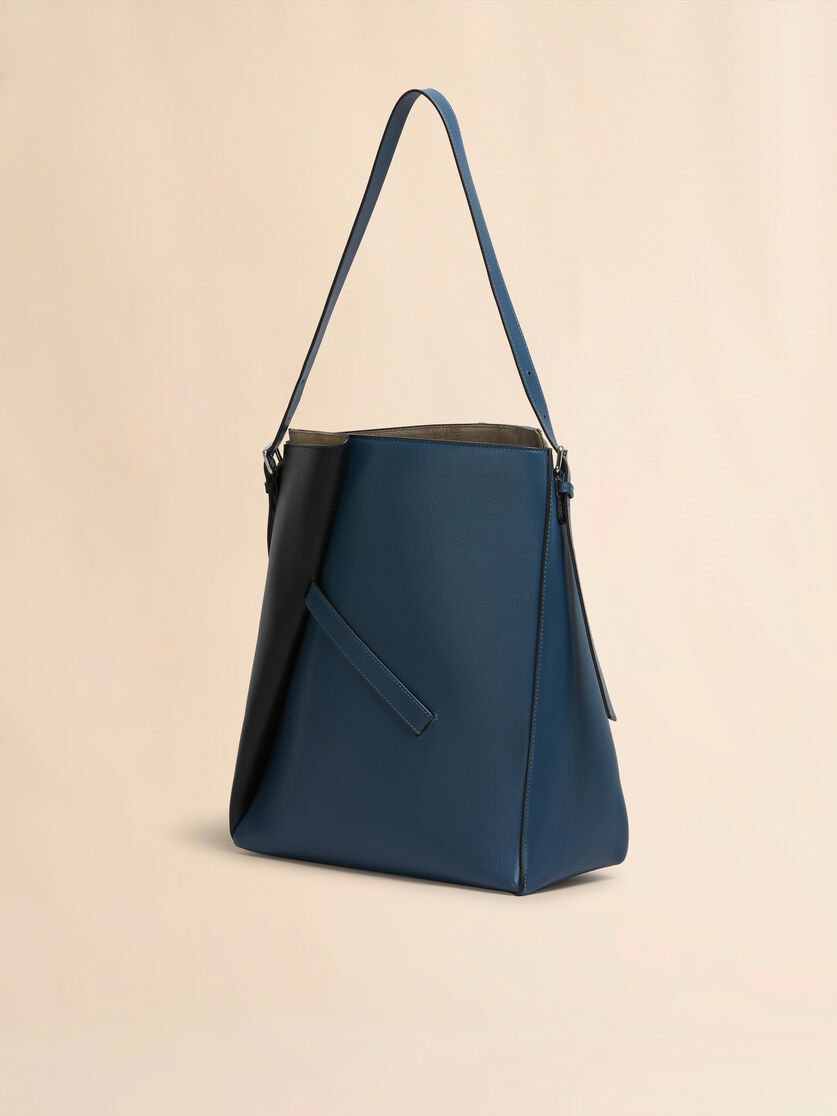 Deep blue and black leather Reverse hobo bag - Shoulder Bags - Image 2