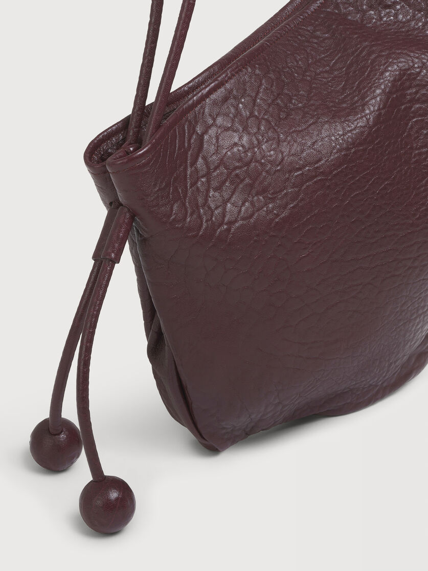 Small burgundy nappa Hobo bag, Image 4
