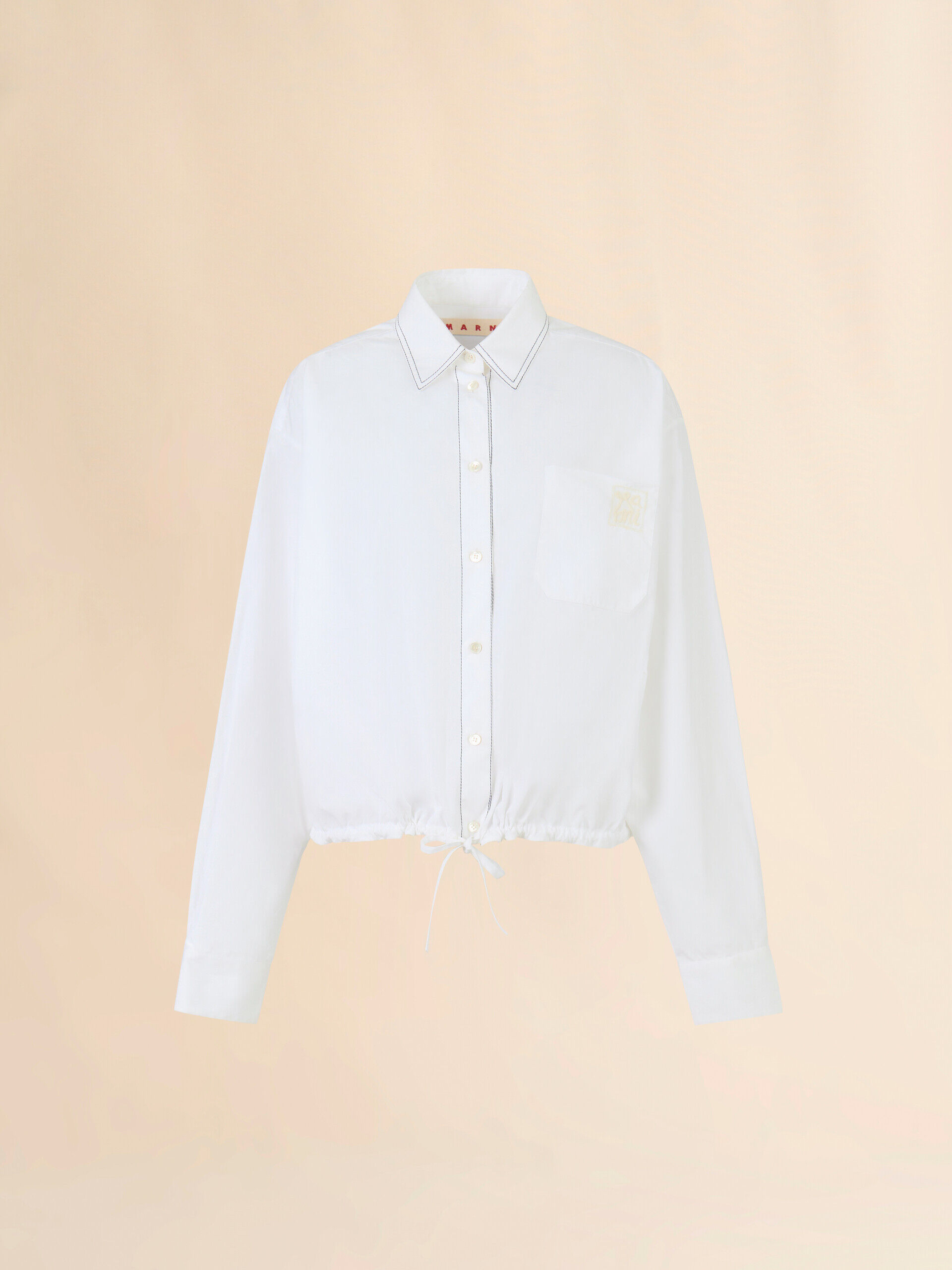 ホワイト ポプリンシャツ ドローストリング クロップドヘム | Marni