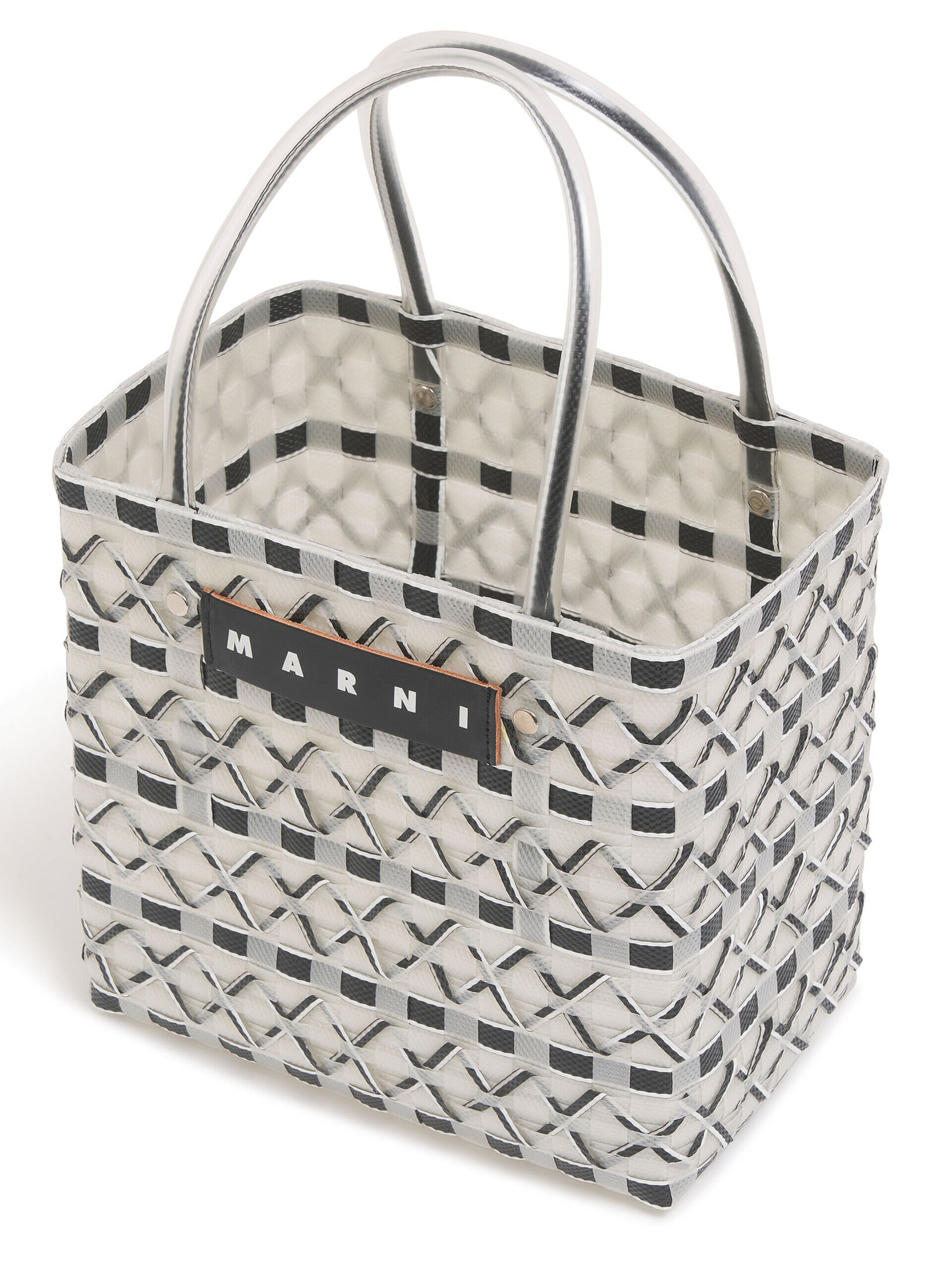 MARNI ブラックホワイト かごバッグ MARNI マルニ バッグ Marni Market ステンシルバッグ ブラック