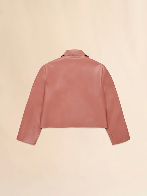 Pink faux leather jacket with embroidered logo - Jackets