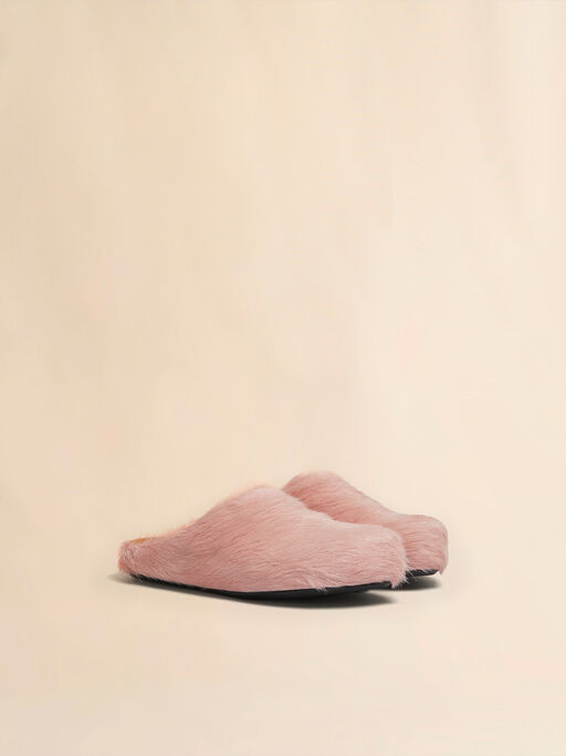 Pink long hair calfskin Fussbett sabot - Clogs