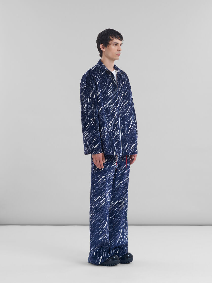 ブルー フロックドデニム製 オーバーサイズシャツ、Crayonプリント | Marni