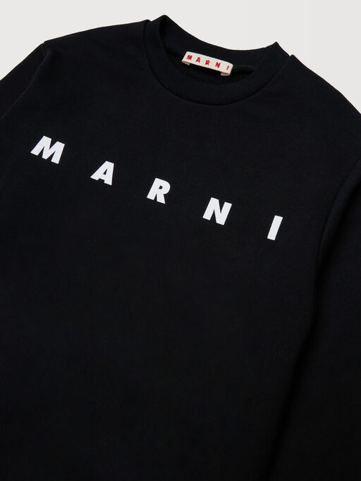 Black cotton sweatshirt with bold Marni logo - Sweaters