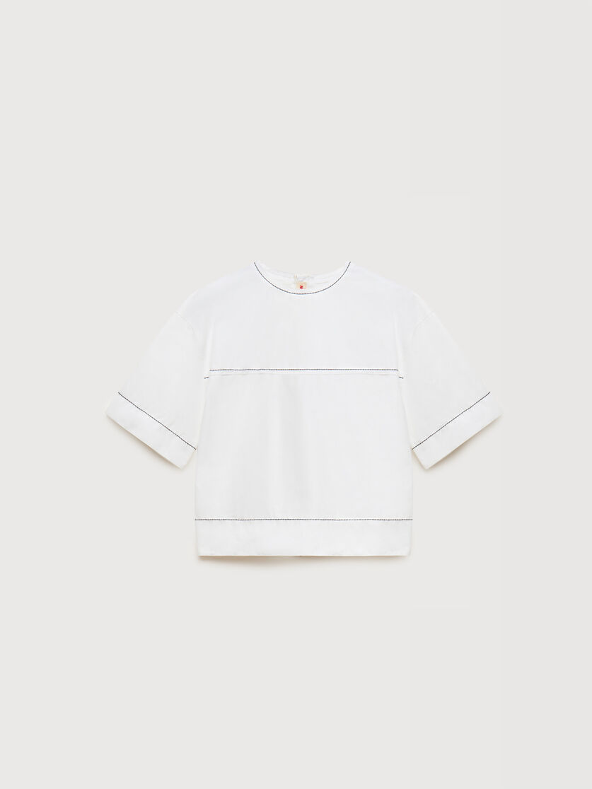 White poplin T-shirt with exposed seams, Image 1