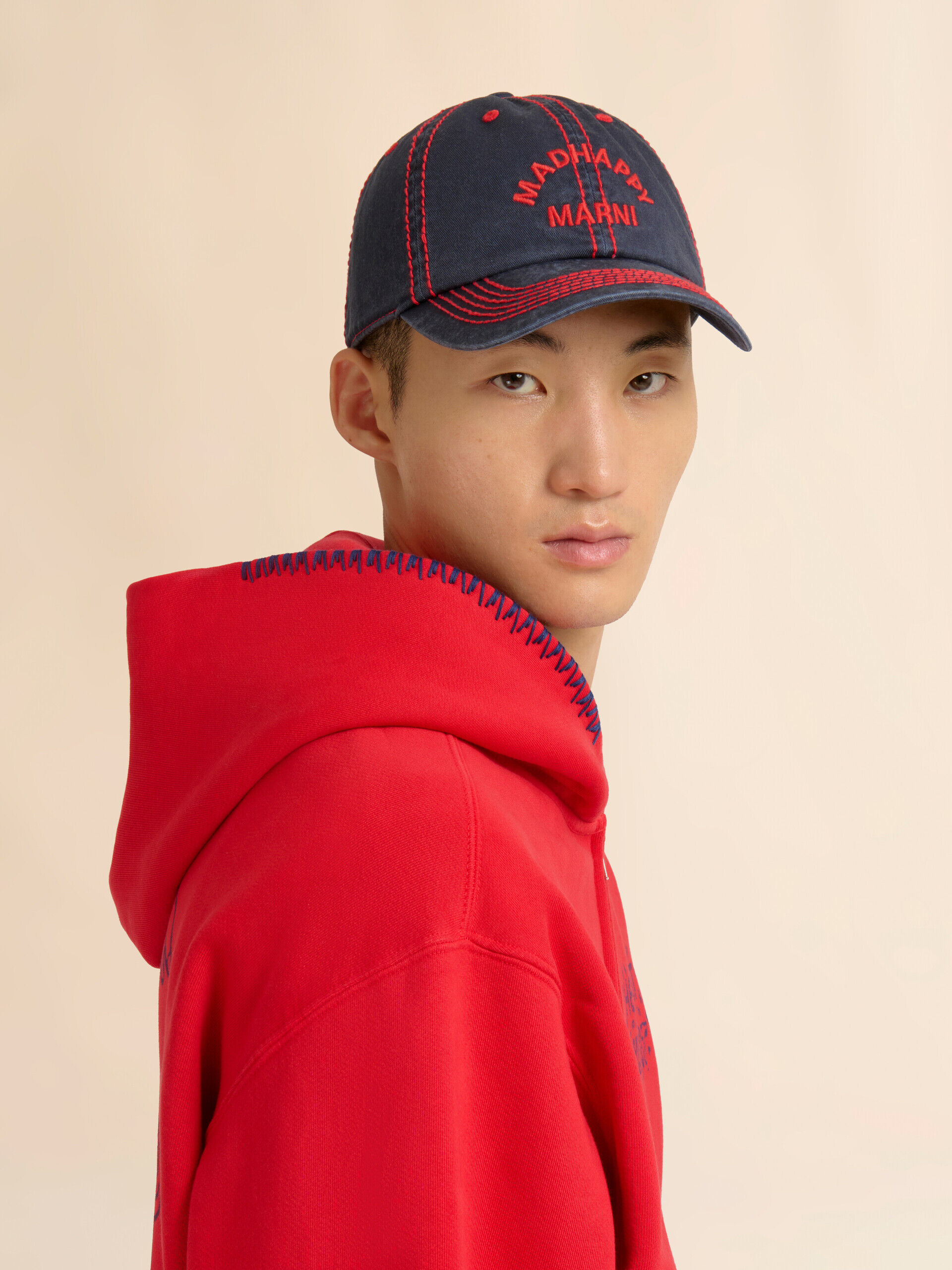 帽子 Mary logo cap AM1541 Marni + Madhappy deep blue cotton Dad Hat with arch logo