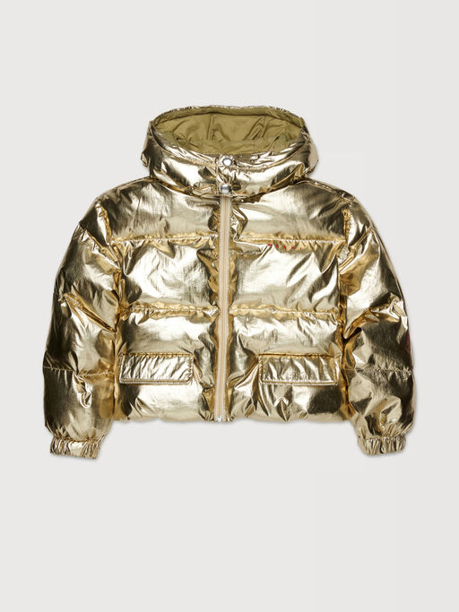 Gold metallic nylon puffer jacket - Jackets