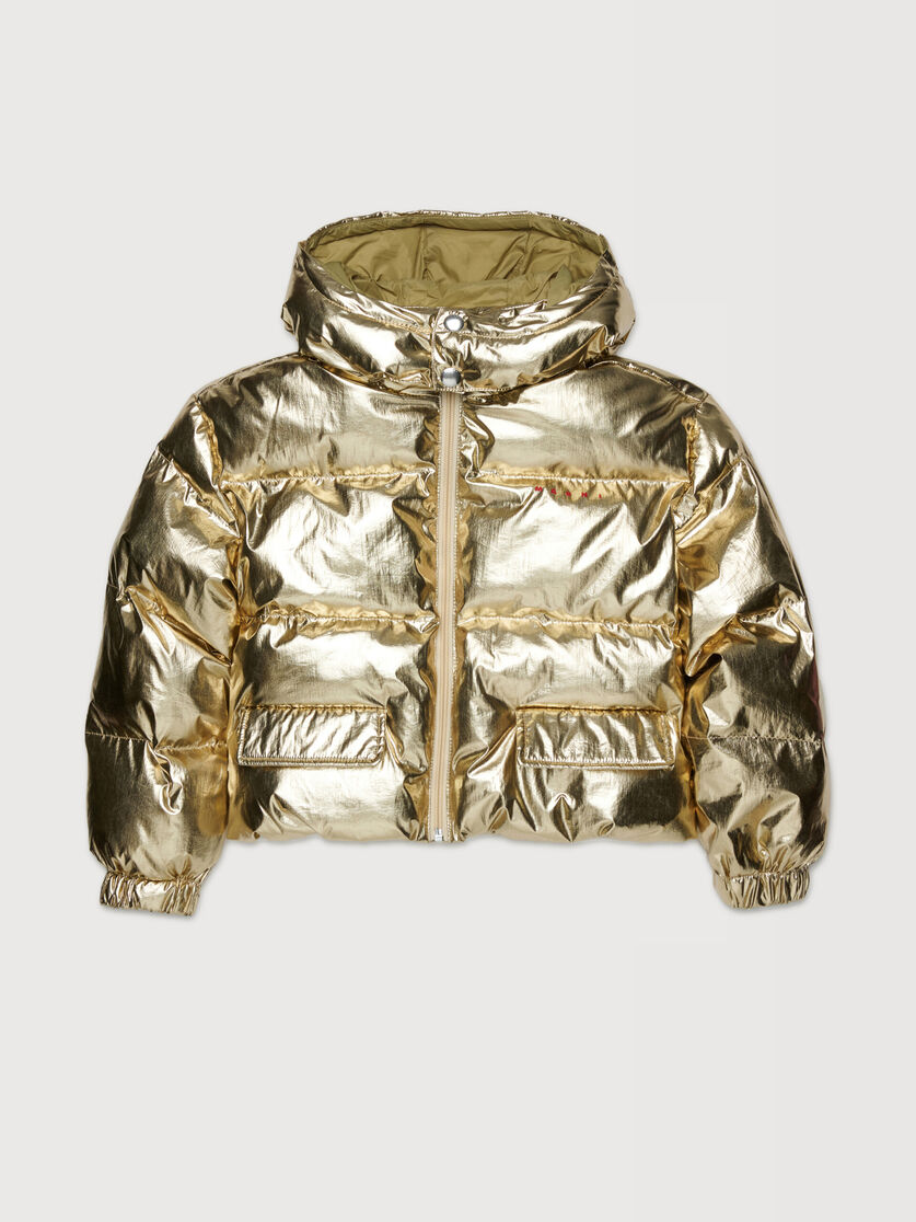 Gold metallic nylon puffer jacket, Image 1