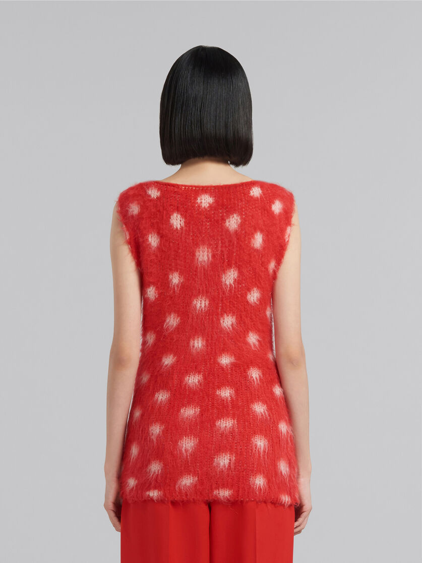 Red mohair sleeveless jumper with polka dots - Shirts - Image 3