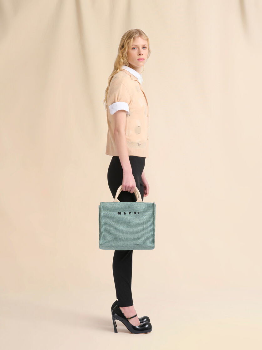 Tote Bag Piccola in tessuto effetto rafia rosa - Borse shopping - Image 2
