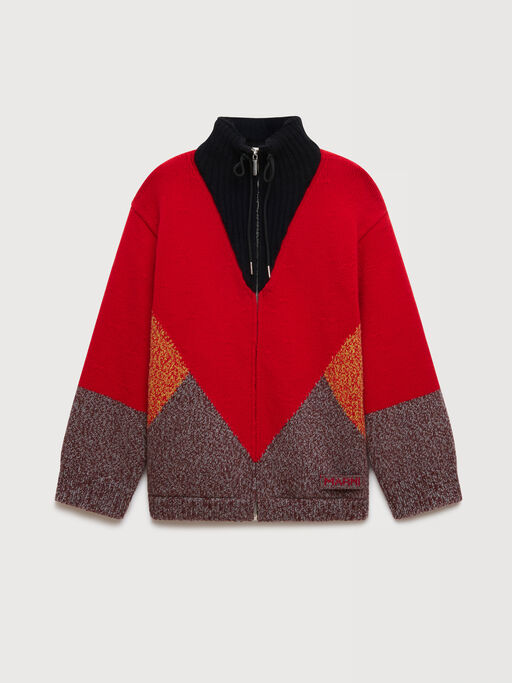 Red wool-cashmere jacket with "M" detail - Jackets