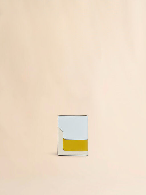 Light green, cream and yellow saffiano leather bi-fold wallet - Wallets
