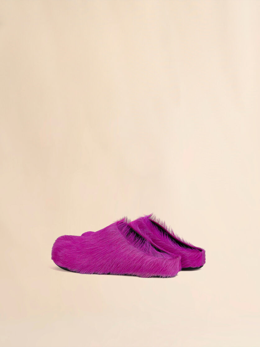Blue long-hair calfskin Fussbett sabot - Clogs - Image 3