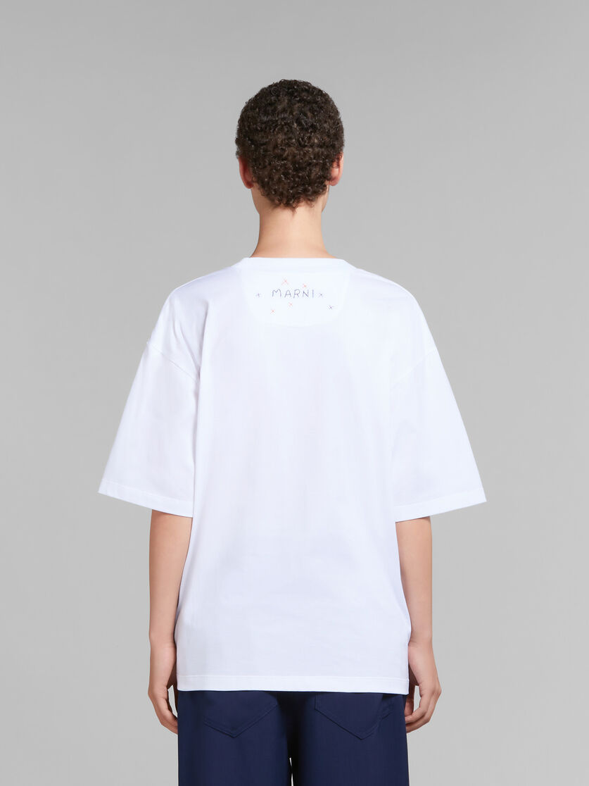 ホワイト ドラゴンプリント オーガニックジャージー製Tシャツ - Tシャツ - Image 3