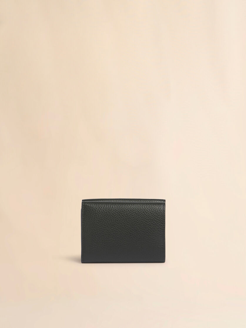 Portefeuille &agrave; trois volets en cuir noir avec broderie Marni Mending, Image 3