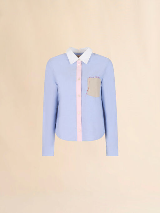 Blue cotton baby shirt with handstitched Marni logo - Shirts