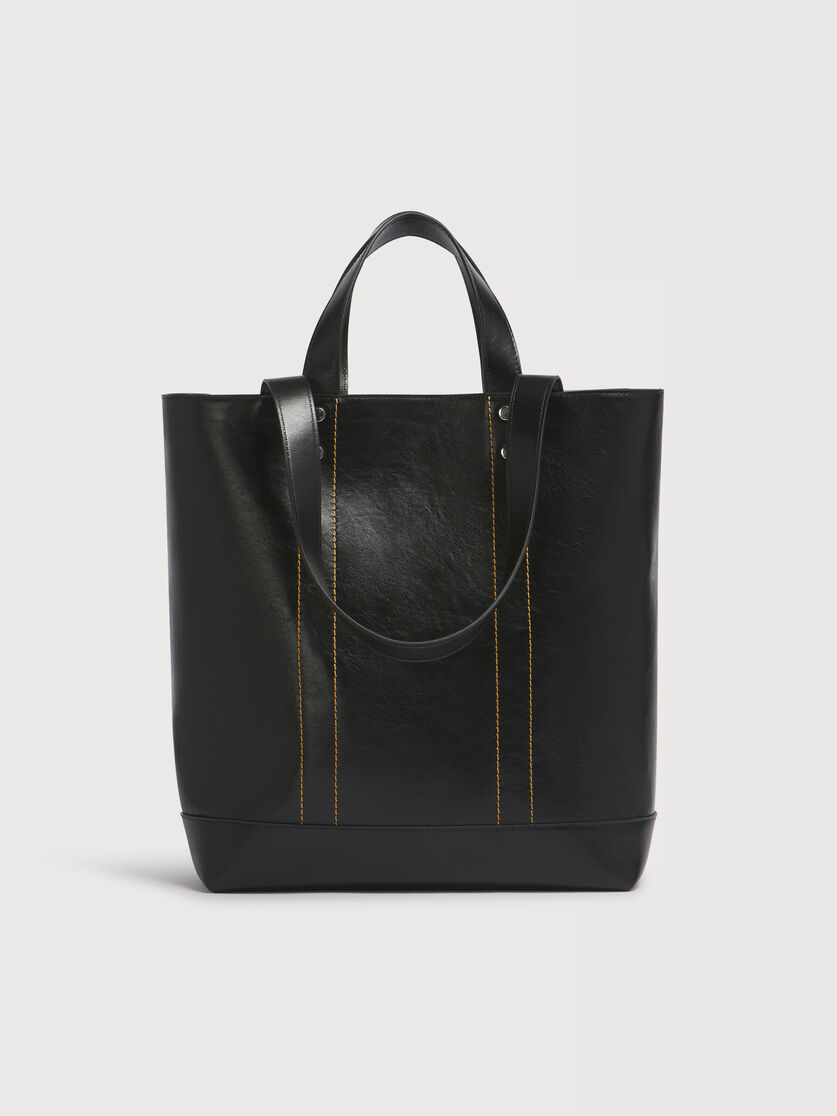 Black leather N/S tote bag, Image 1