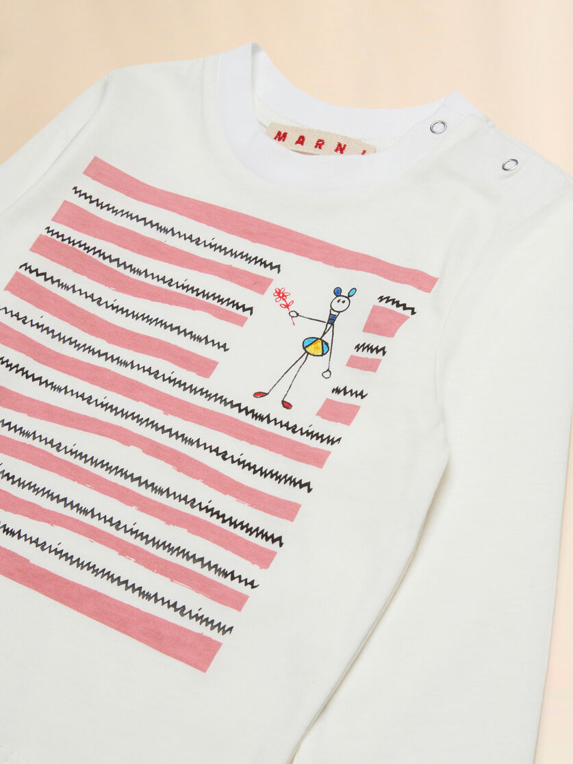 Off-white cotton long-sleeved T-shirt with Fiorellini/Stecchini print - T-shirts - Image 3