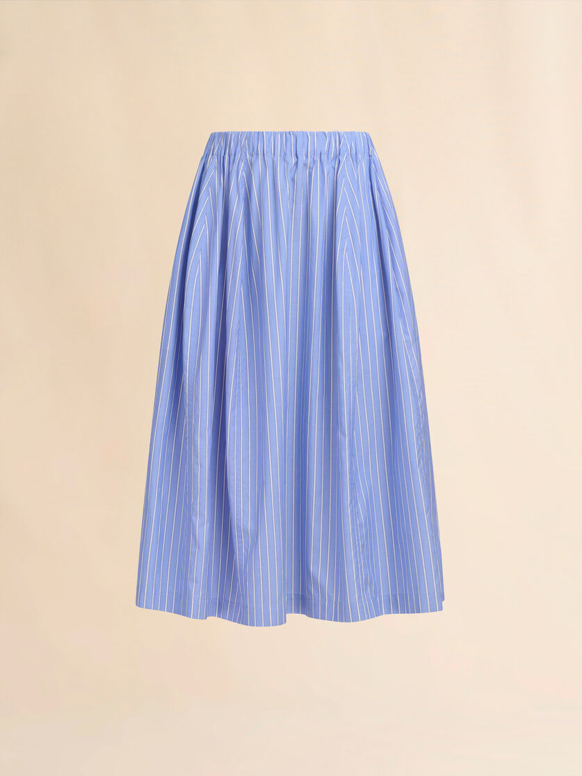 Wide skirt in striped blue poplin - Skirts - Image 1