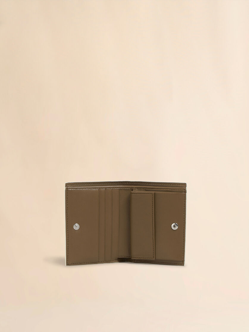 Brown leather bifold wallet with Marni Mending embroidery - Wallets - Image 2