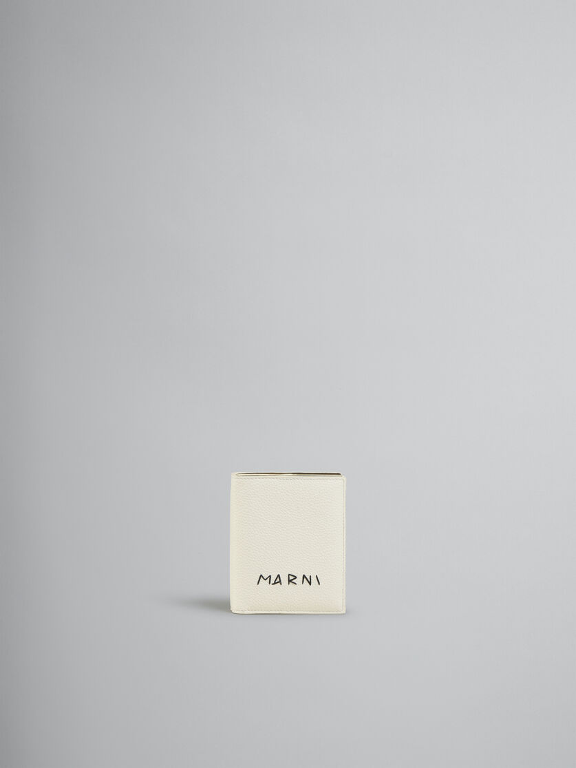 Portafoglio bi-fold in pelle nera con zip e impunture Marni - Portafogli - Image 1