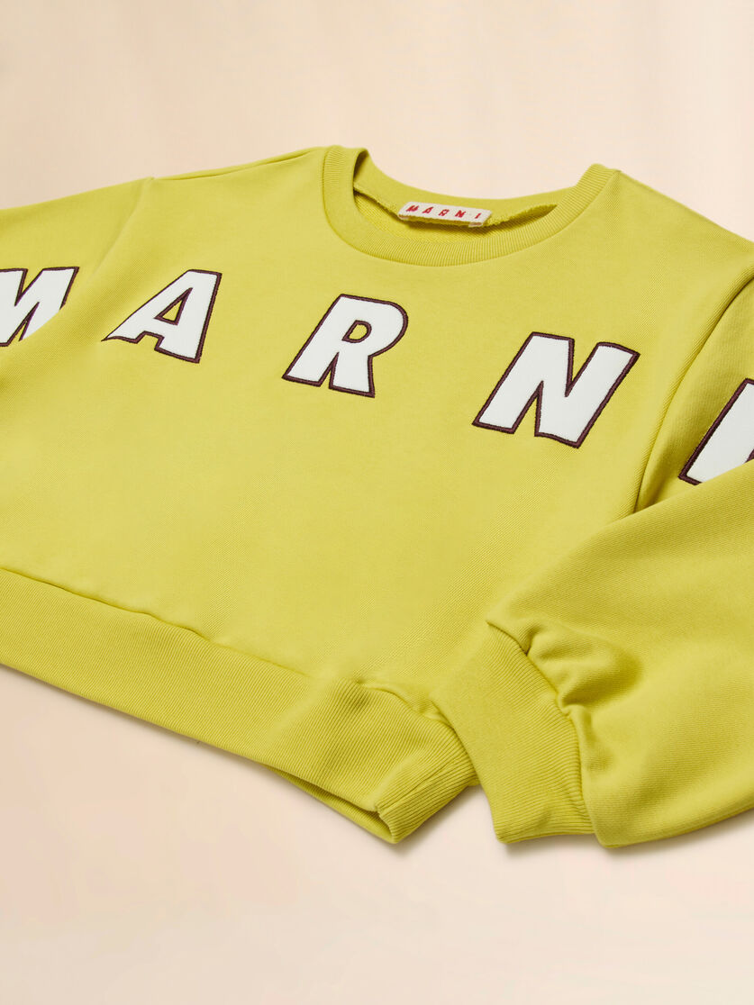 Pink cotton cropped sweatshirt with embroidered logo - Sweaters - Image 4
