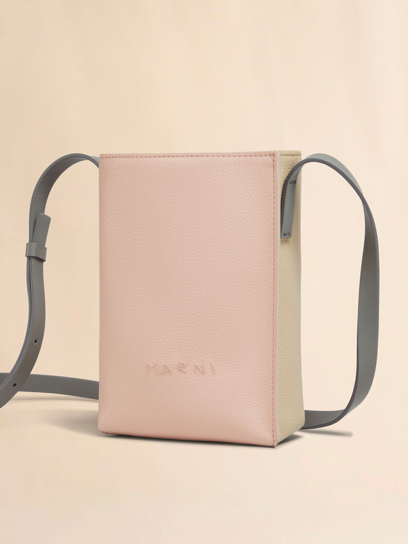Light pink and beige leather Museo Nano Bag with Marni Symbol embroidery - Shoulder Bag - Image 4