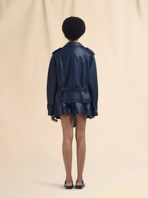 Trench corto in nappa blu - Giacche