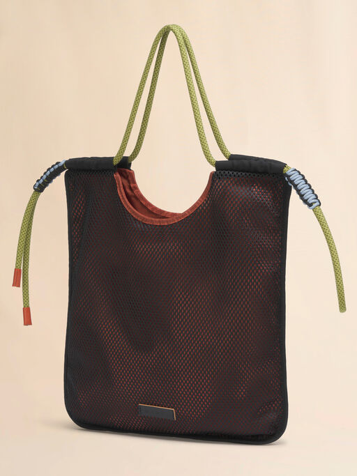 ブラウン＆ブラック ナイロン製 Modulus トートバッグ - ショッピングバッグ