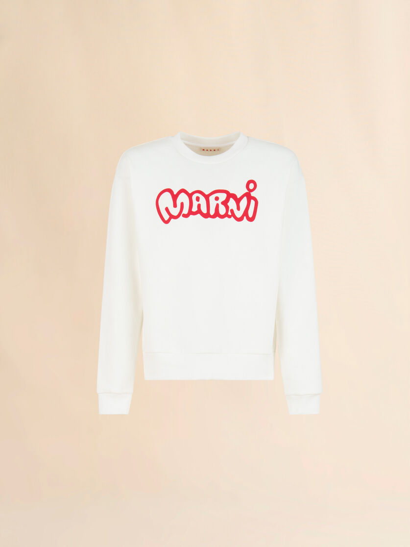 ホワイト コットン製スウェットシャツ ロゴプリント - ニット - Image 1