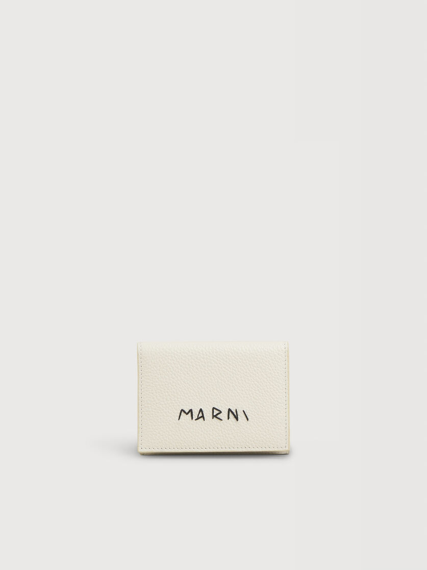 Portafoglio tri-fold in pelle bianca con ricamo Marni Mending, Image 1