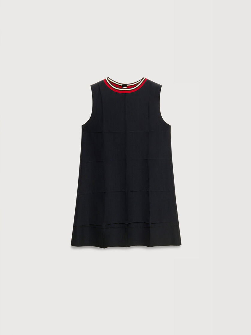 Black techno wool dress with mock neck, Image 1