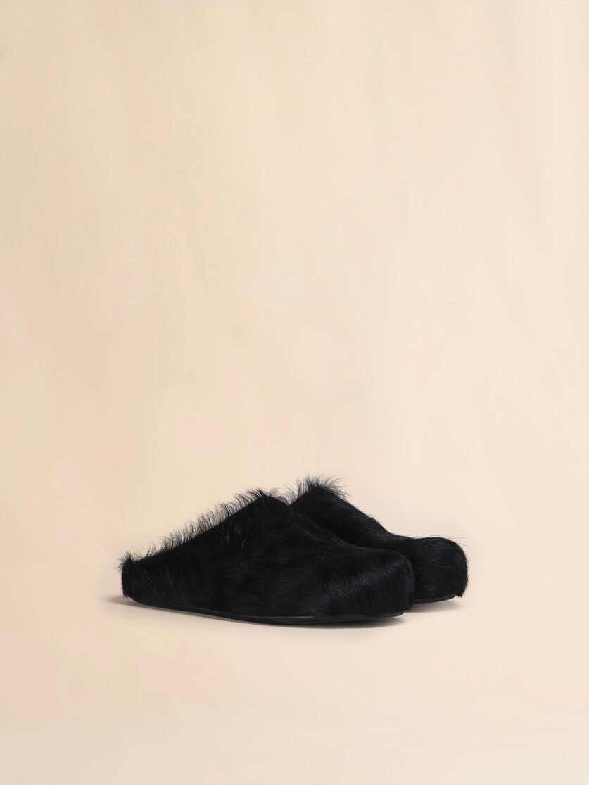 Blue long-hair calfskin Fussbett sabot - Clogs - Image 2