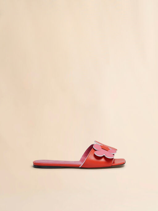 Pink and orange leather daisy sandal - Sandals