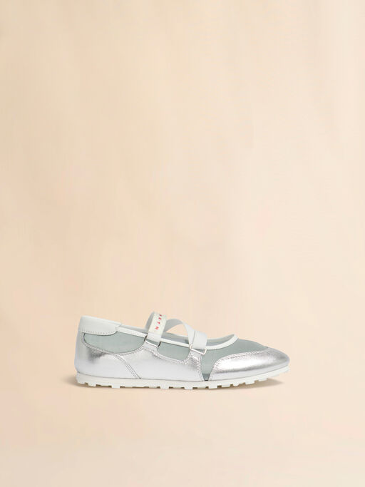Soccer Retro silver leather ballerina trainers - Sneakers