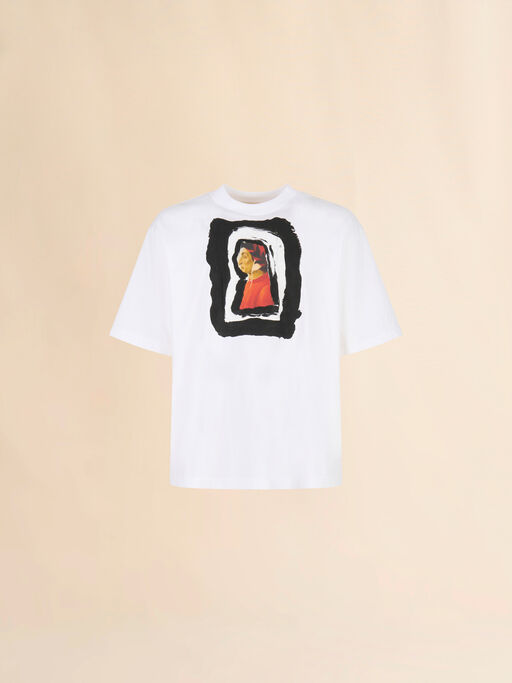 T-shirt in cotone bianco con stampa Dante - Camicie
