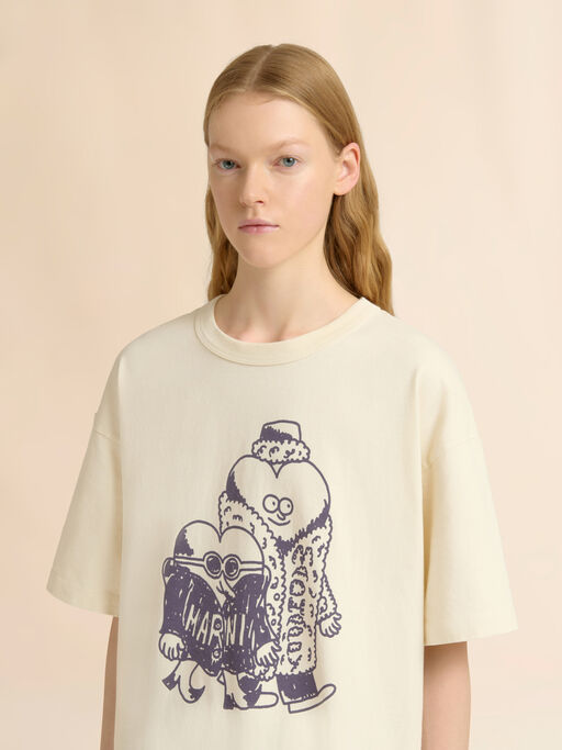 Marni + Madhappy cream cotton T-shirt with heart guys print - Shirts