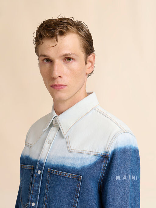 Blue denim shirt with degrad&eacute; finish - Shirts