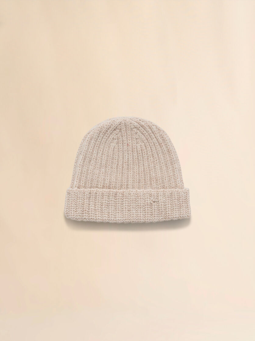 Oat Shetland wool beanie with Marni mending | Marni