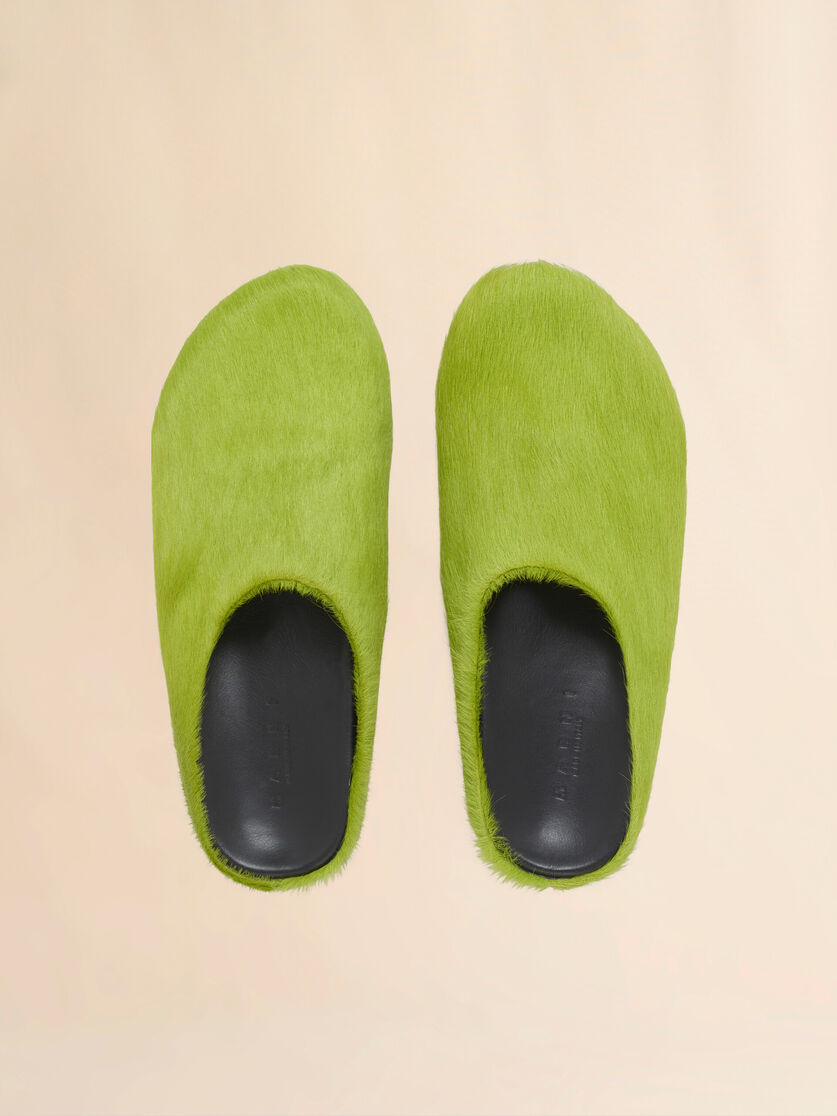 Blue long-hair calfskin Fussbett sabot - Clogs - Image 4