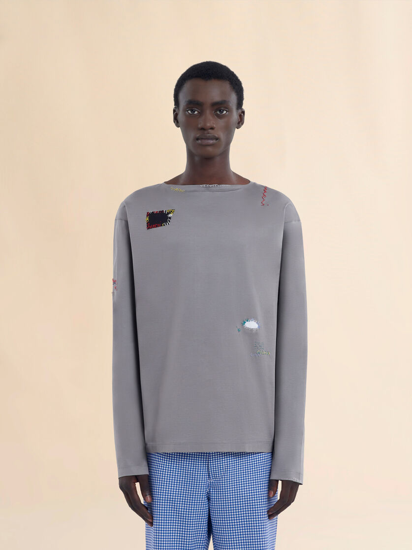 Grey organic cotton long sleeved T-shirt - Shirts - Image 2