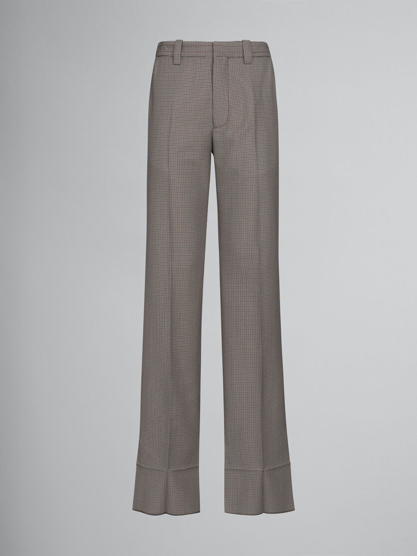Grey and red houndstooth check wool trousers - Pants - Image 1