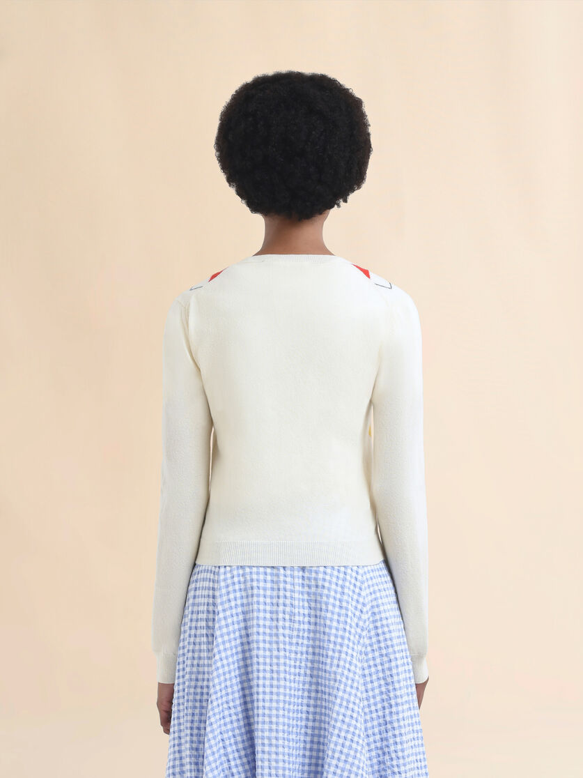 Ivory wool argyle cardigan - Pullovers - Image 3