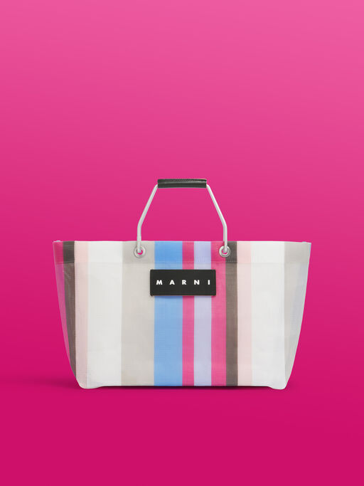 リリーホワイトMARNI MARKET STRIPE MINI BAG - ハンドバッグ