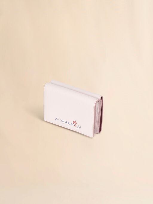 ピンク レザー製三つ折りウォレット、マルニメンディング入り - 財布