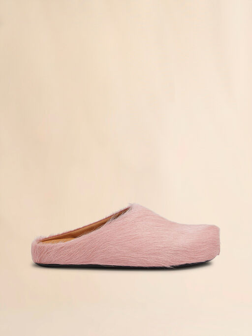Pink long-hair calfskin Fussbett sabot - Clogs