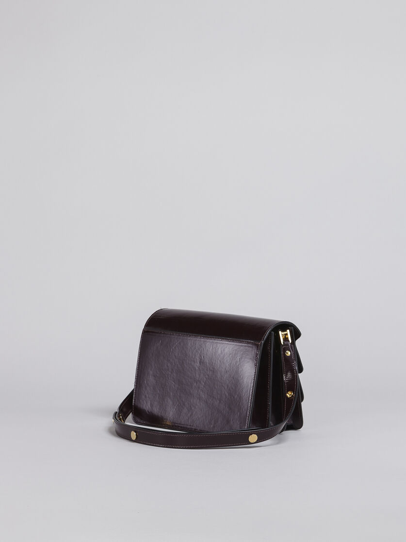 TRUNK medium bag in dark red shiny leather - Shoulder Bags - Image 2
