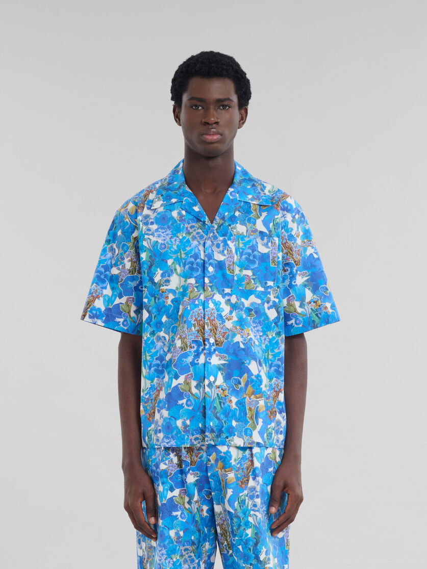 Poplin bowling shirt with Allegro Blues print - Shirts - Image 2