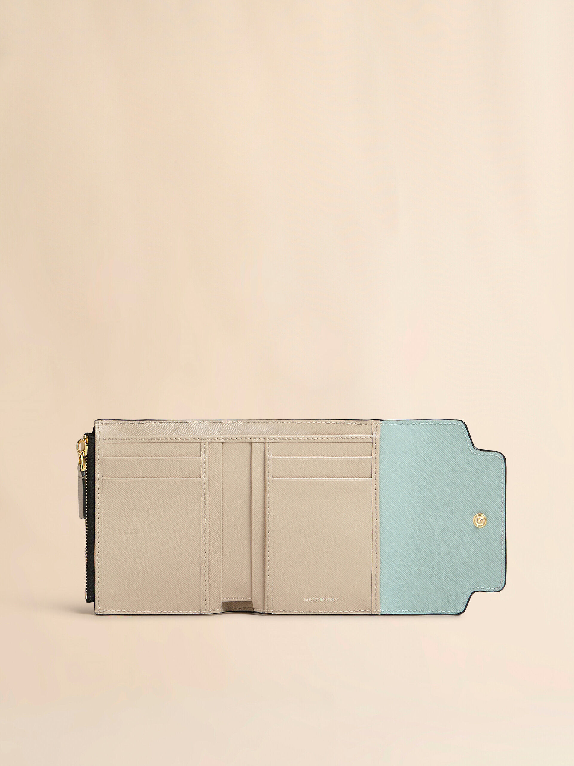 MARNI ライトグリーン、ホワイト、ブラウン サフィアーノレザー製ウォレット MARNI マルニ サフィアーノレザー製ウォレット